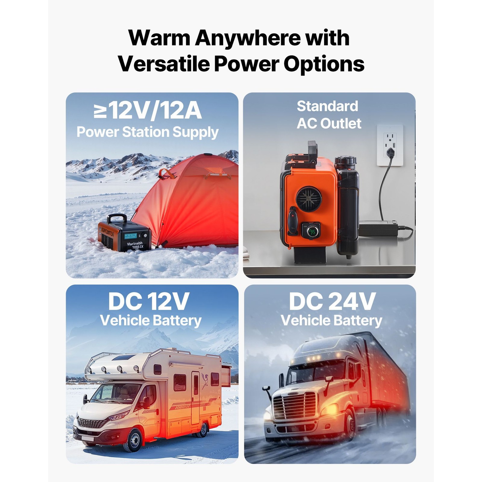 8KW 12V/ 24V Portable Diesel Air Heater with Remote, LCD Screen, 1.2 Gal Tank