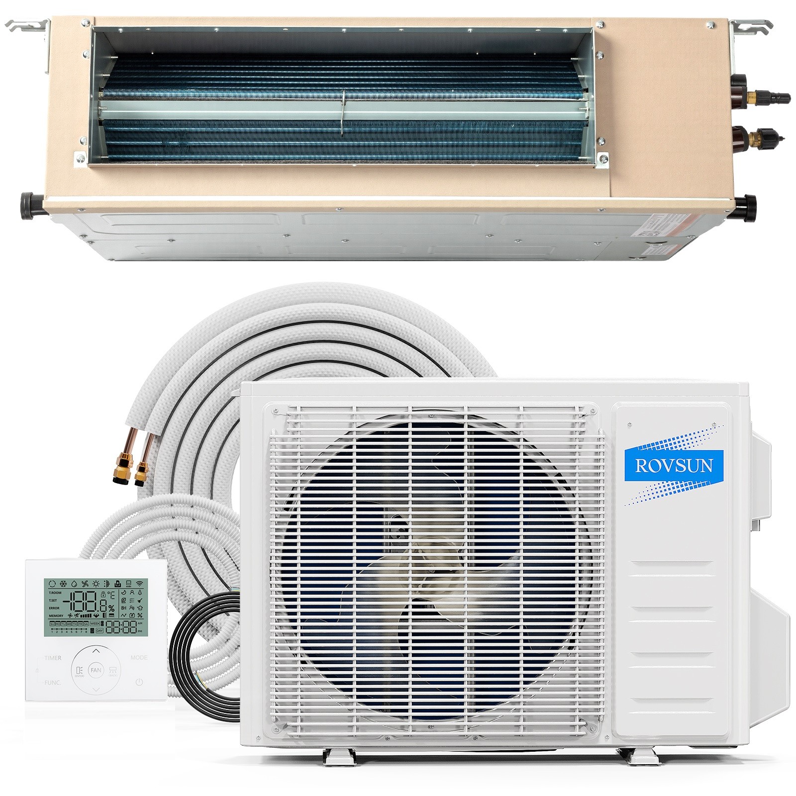 ROVSUN 18000 BTU Ducted Split Air Conditioner with Inverter & Wired Controller
