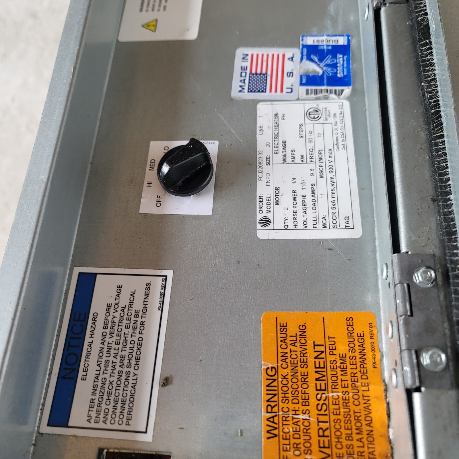 Johnson Controls HVAC Horizontal Low Profile Fan Coil Unit FNPD New