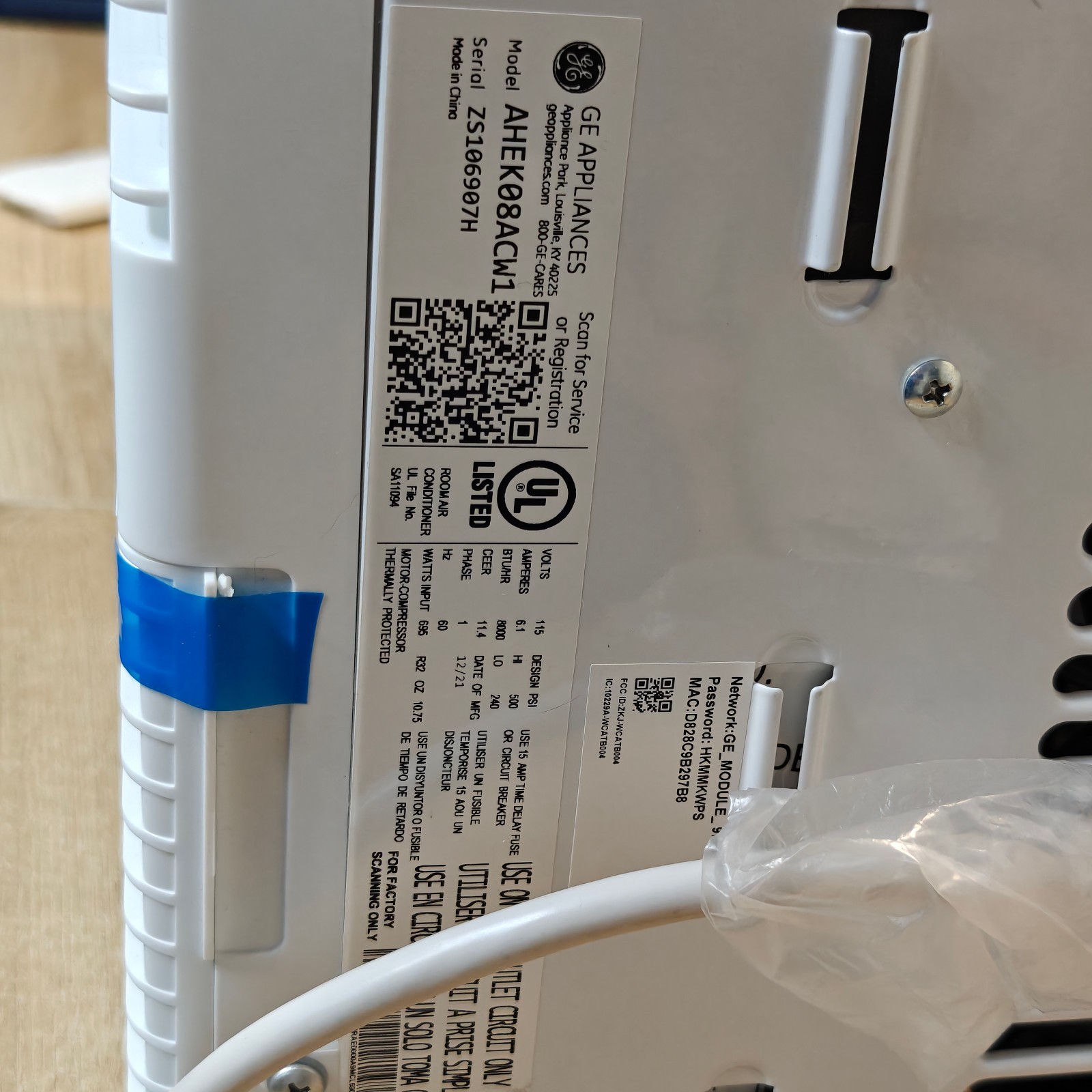 GE AHEK08ACW1 8000 Btu Smart Window Air Conditioner Open Box Brand New