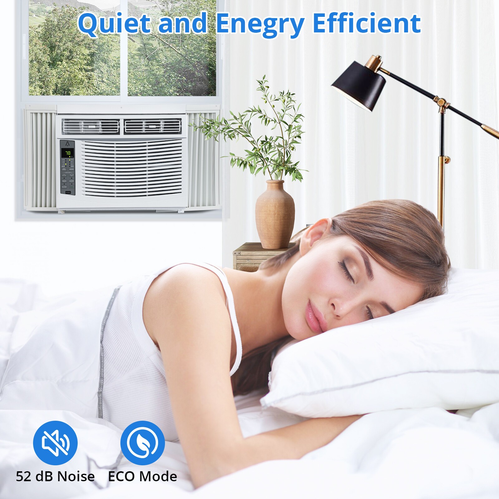 6000 BTU Smart Window Air Conditioner 3-in-1 Fast Cooling Quiet 250 Sq.Ft
