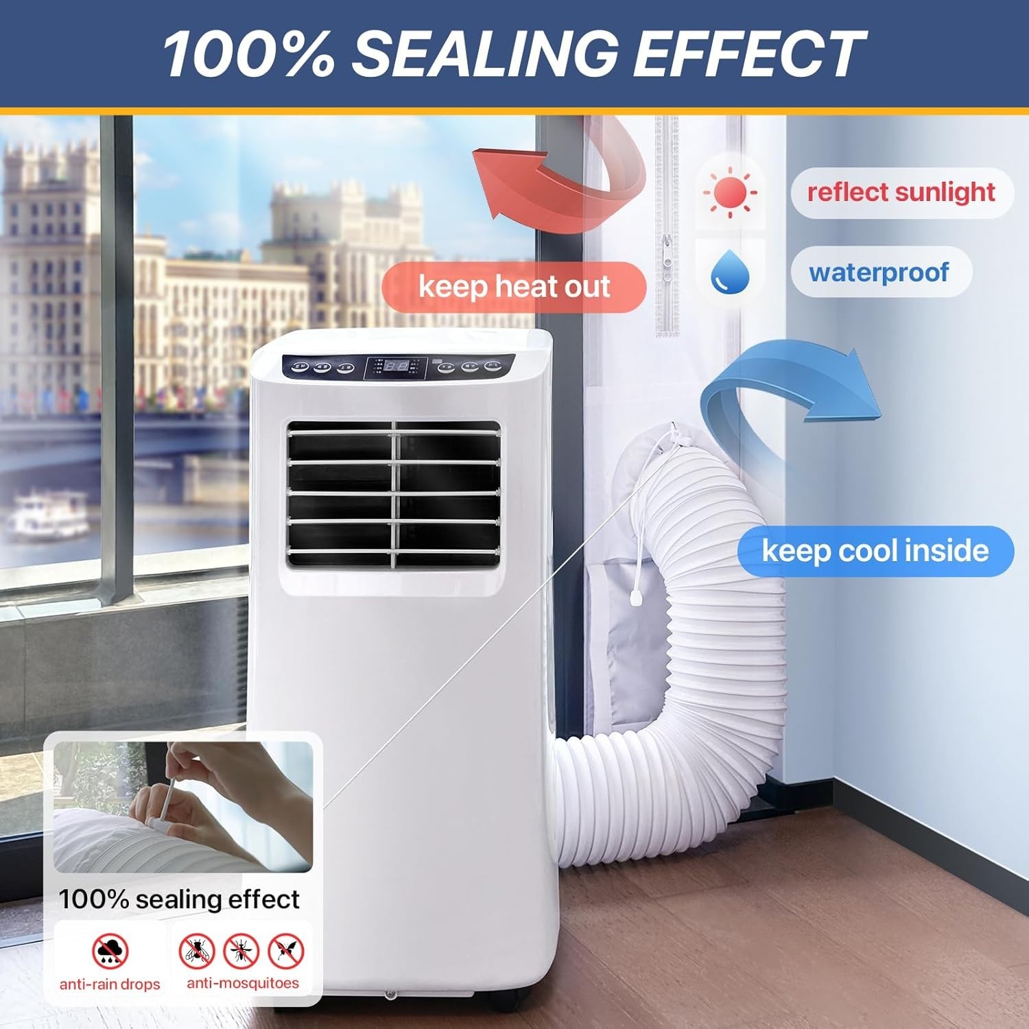 Portable AC Window Vent Kit for Sliding Door, 100% Sealing Portable Air Conditio