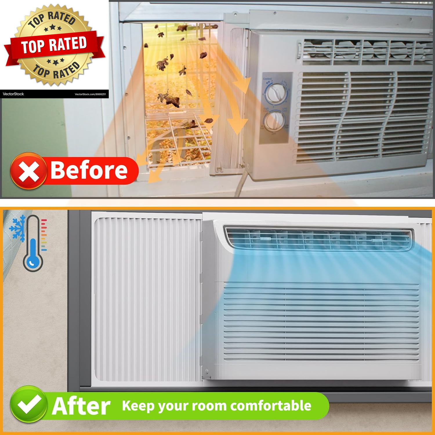 Adjustable Window Air Conditioner Side Panels and Frame Set,Extra Wide Window AC