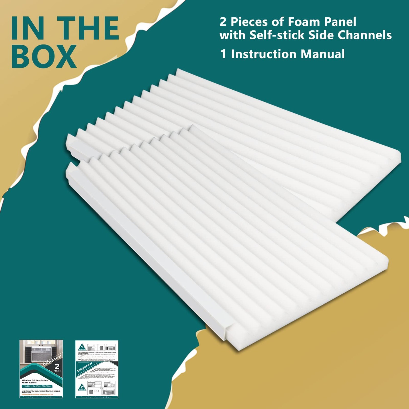 Window Air Conditioner Insulation Foam Panels Kit, 17″x9″x7/8″, Energy Saver, Wh