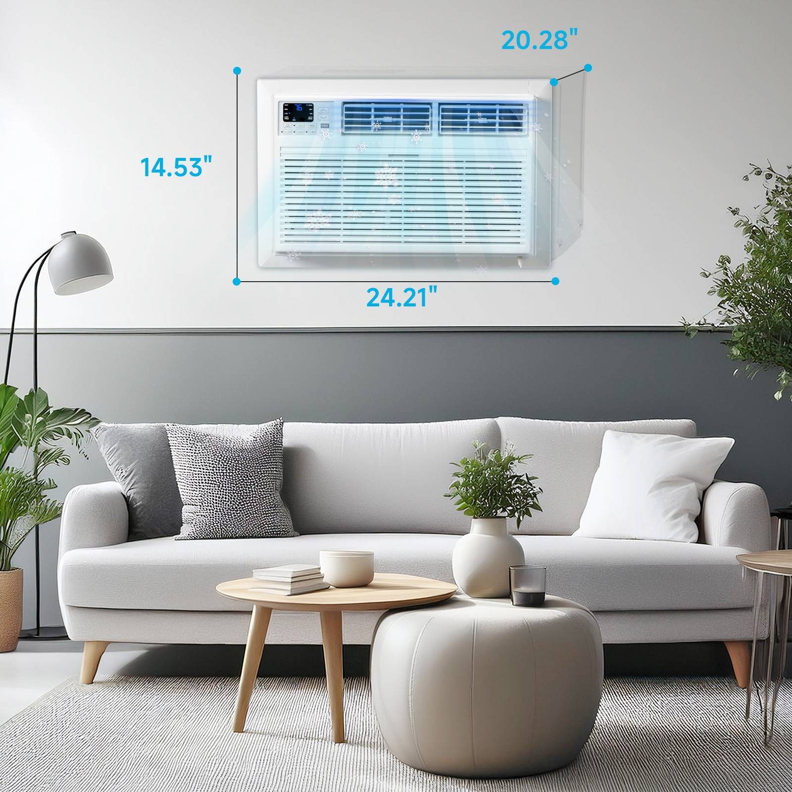 8000 BTU Through the Wall Air Conditioner with Remote & App Control, 24H Timer