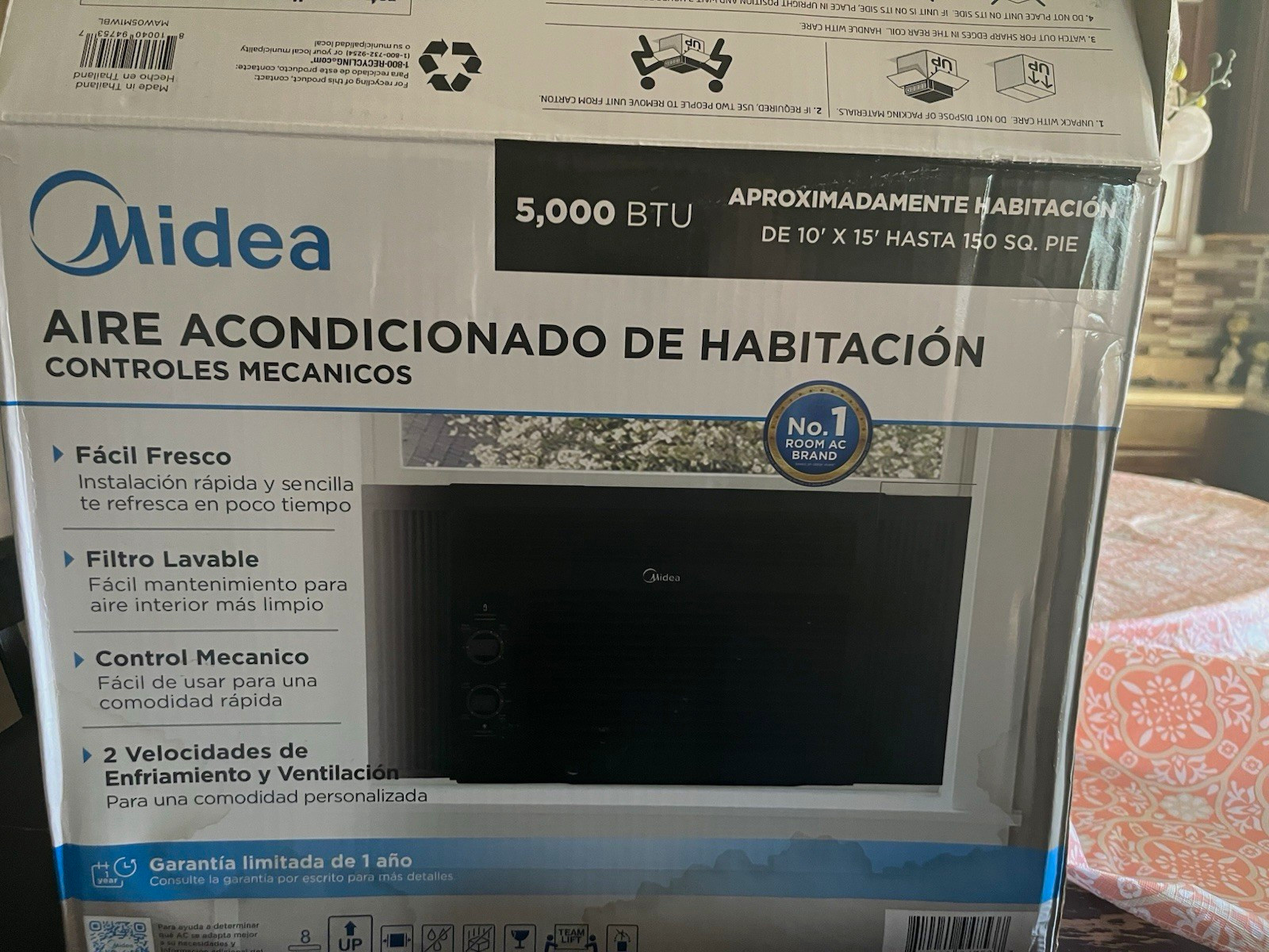 Midea 5000 BTU Window Air Conditioner Black Mechanical Controls Washable Filter