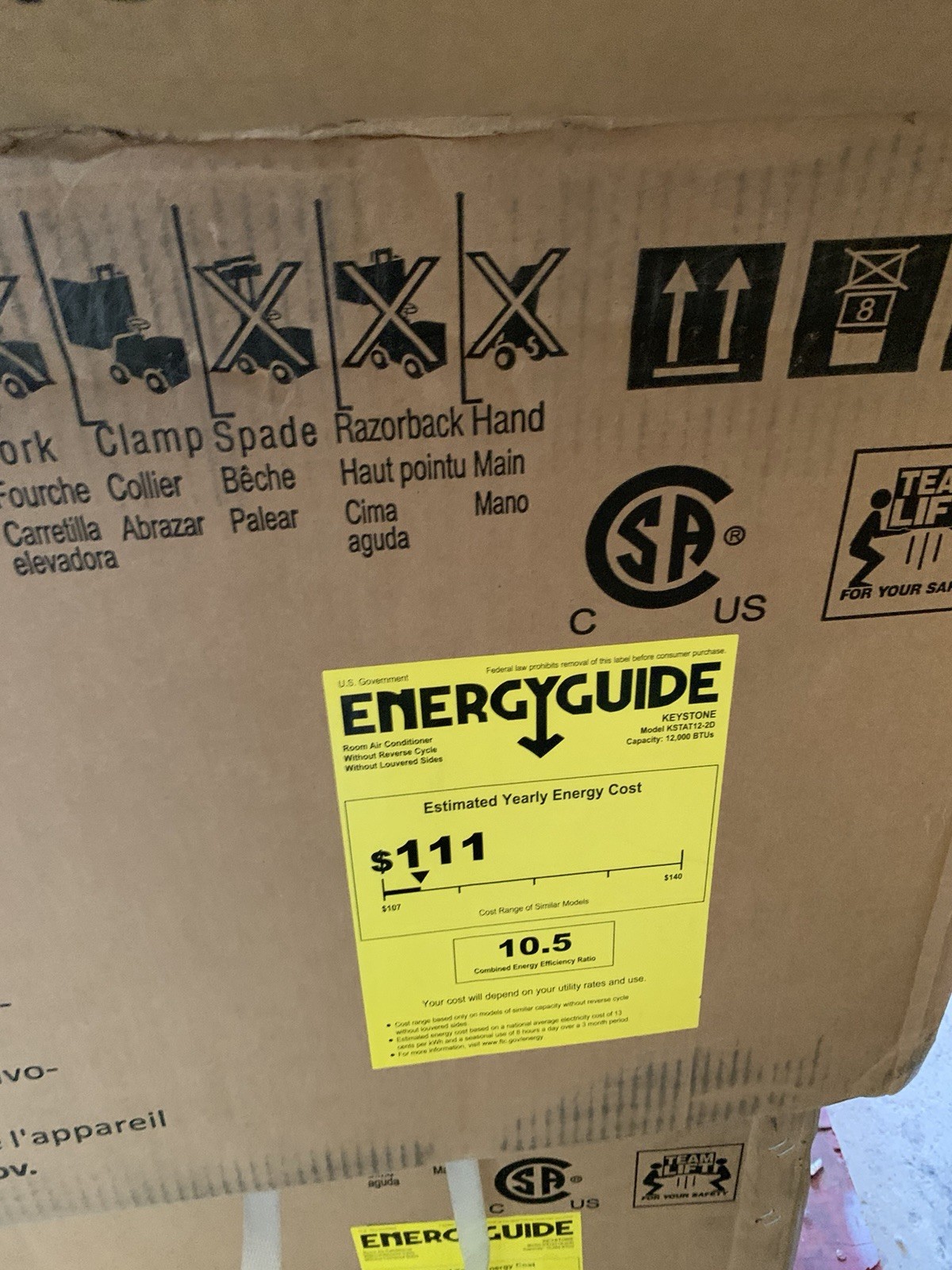 KEYSTONE 12,000 BTU 230V Through-The-Wall Air Conditioner KSTAT12-2D 12000
