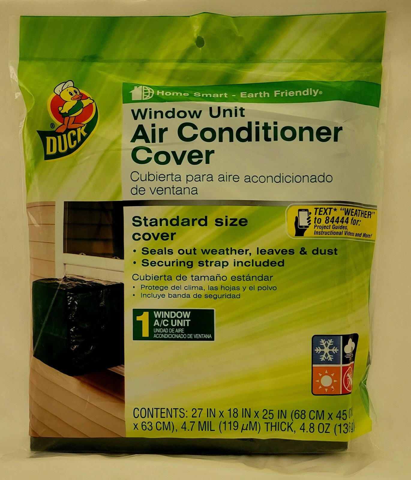 Duck Brand Window Unit Air Conditioner Cover – Size 27″X18″X25″