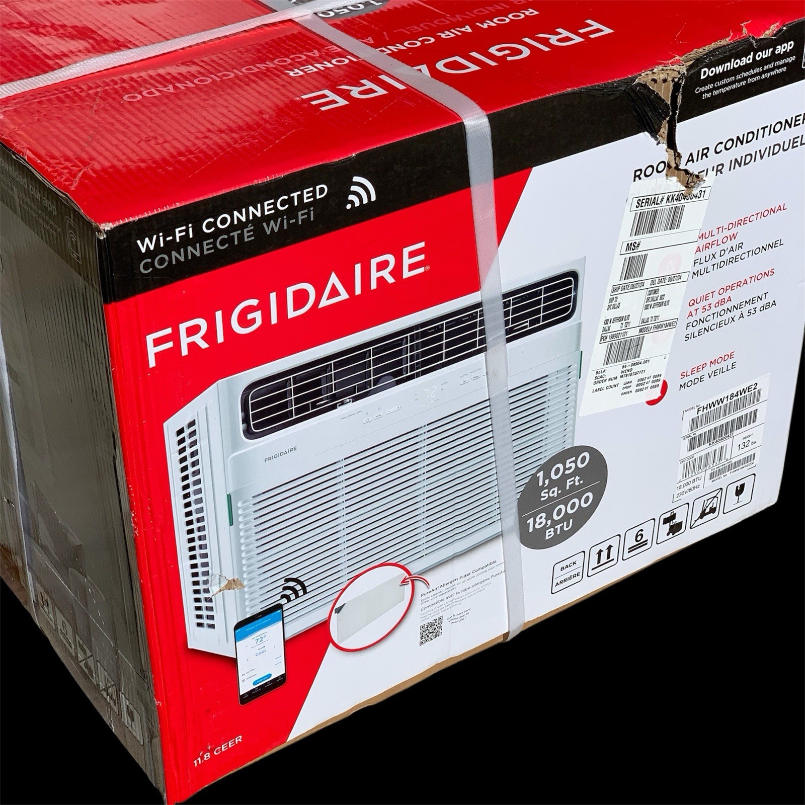 Frigidaire 18,000 DOE BTU 230VOLT Window Air Conditioner with Remote and Wi-Fi