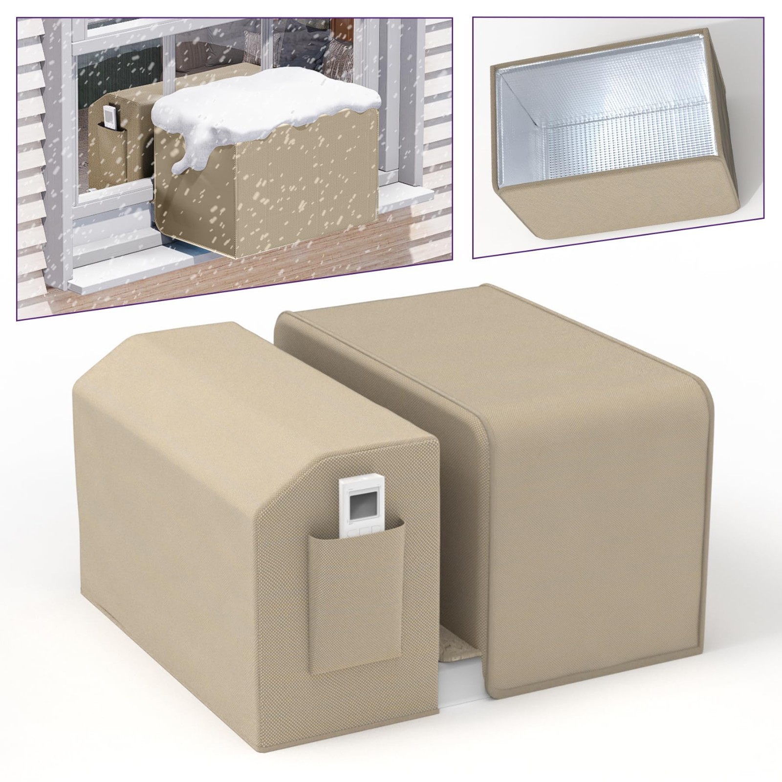 Universal Window Air Conditioner Cover Kit for U-Shaped ACs – Indoor/Outdoor, Fi