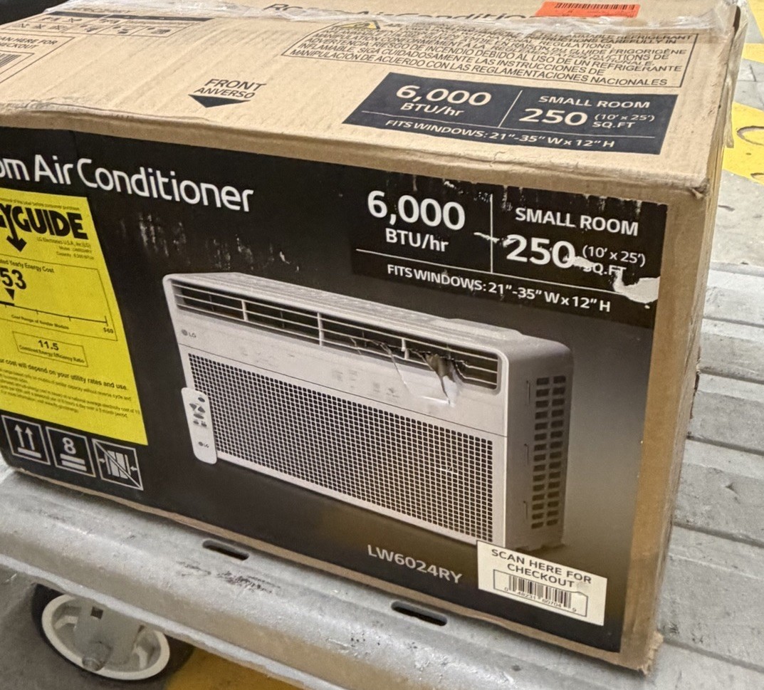 LG LW6024RY 6000 BTU Window AC White Remote Timer 115V 200-250 sq ft
