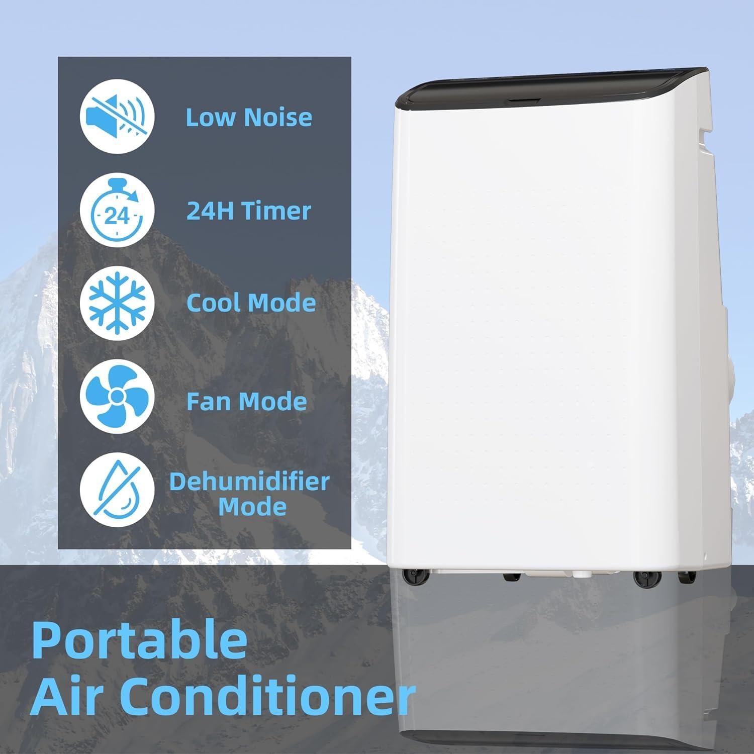 14000 BTU Portable Air Conditioner Ceer 7.7,48dB,Remote Control,1115W 750 Sq.Ft