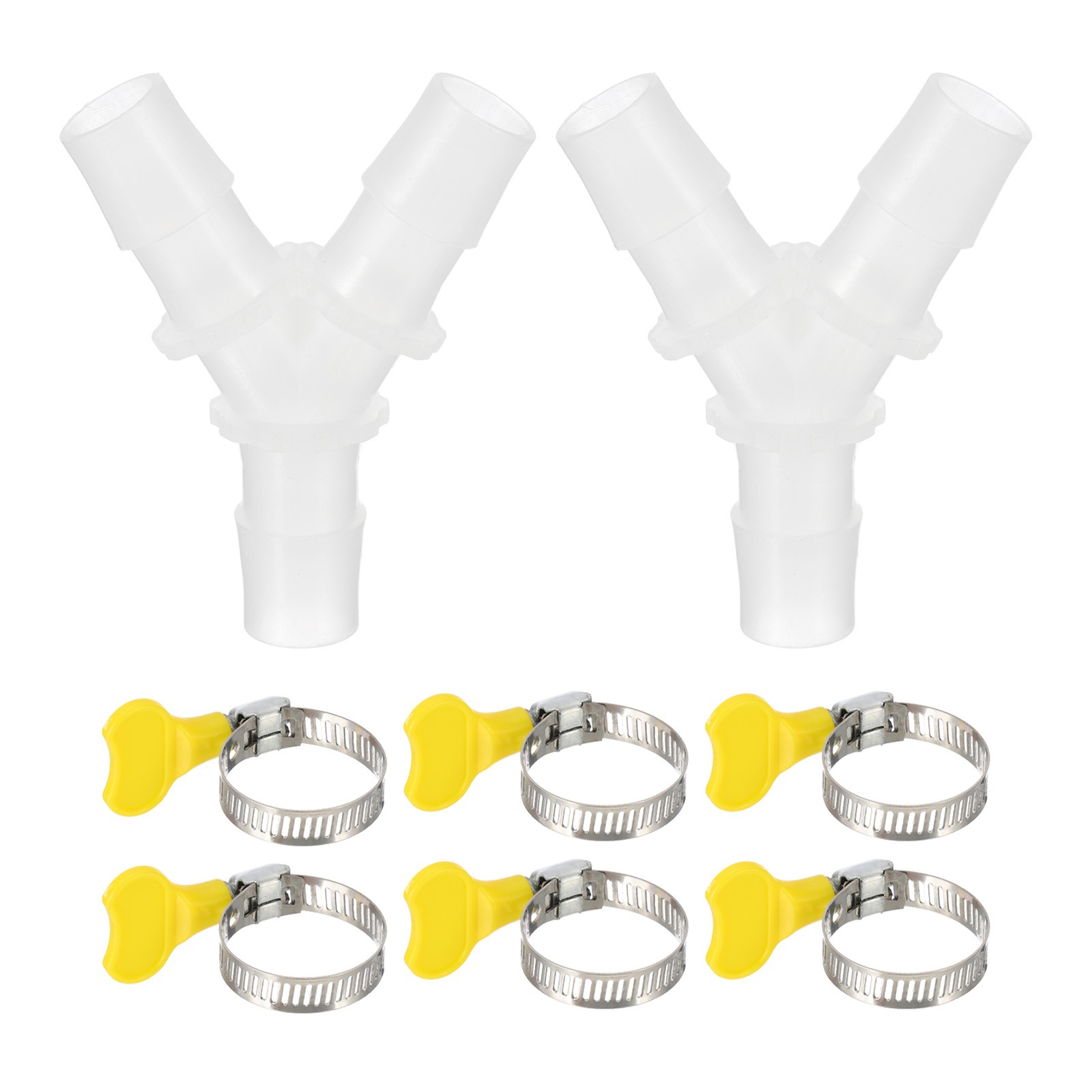 2Pcs 3-Way Drain Hose Connector Y Adapter with 6 Hose Clamps for 14-16mm Hose