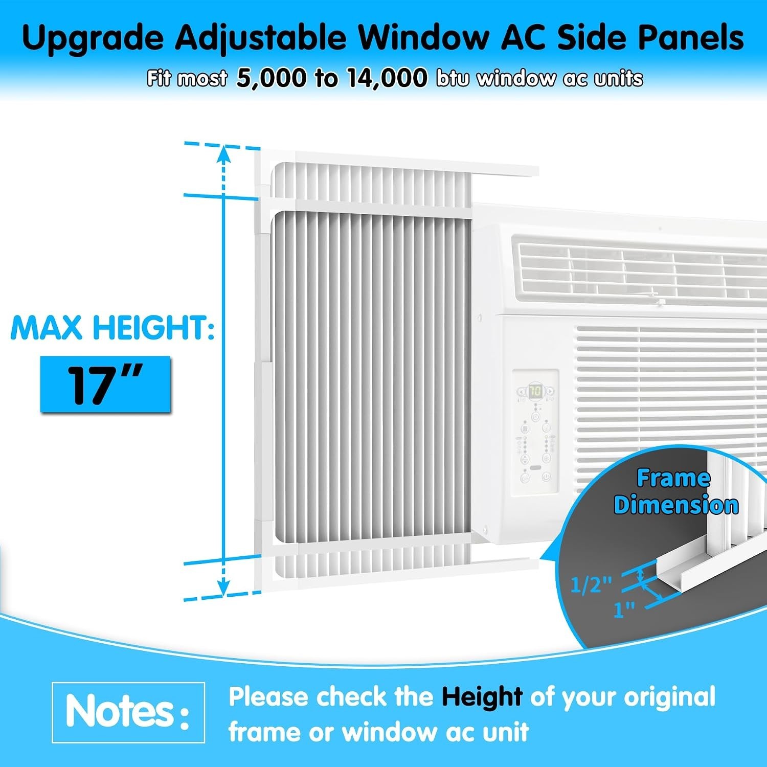 Height-Adjustable AC Side Panels with Installation Kit – For 5,000 to 14,000 BTU
