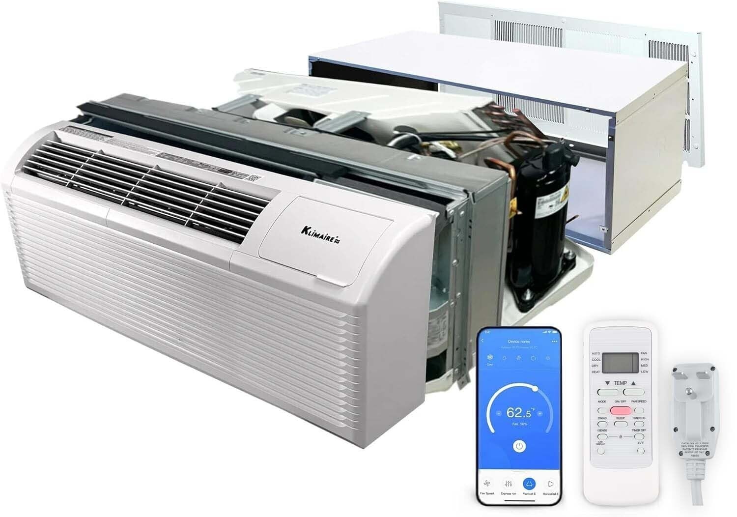 Klimaire 15,000 BTU PTAC Heat Pump A/C R-32 with 5 kW Electric Heater – 230V