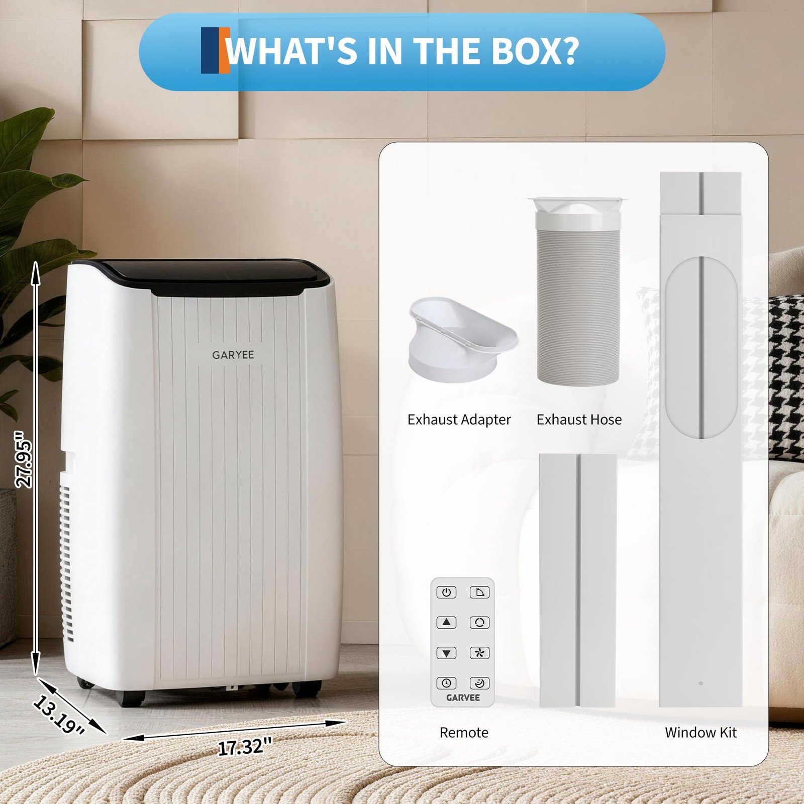GARVEE 12000 BTU Portable Air Conditioner AC Unit with Fan & Dehumidifier Remote