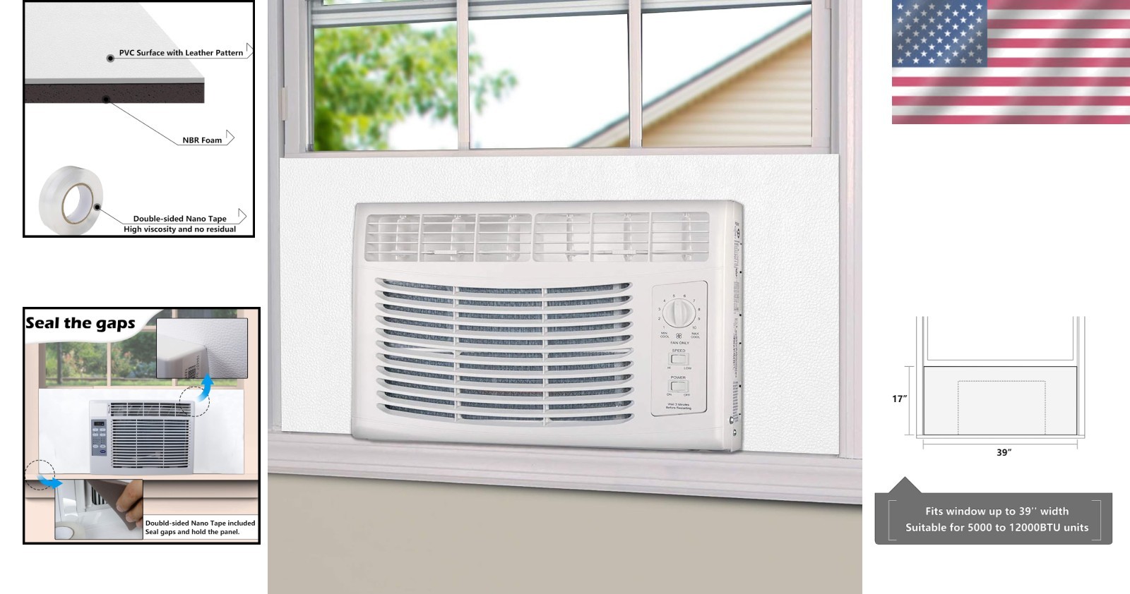 Universal Window AC Insulating Panel with Dust Protection – Fits 39 Inch Windows