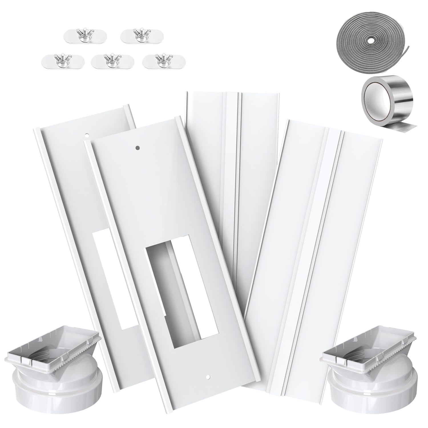 Dual Hose Portable Air Conditioner Window Vent Kit 26-62″ Adjustable with 2 Univ