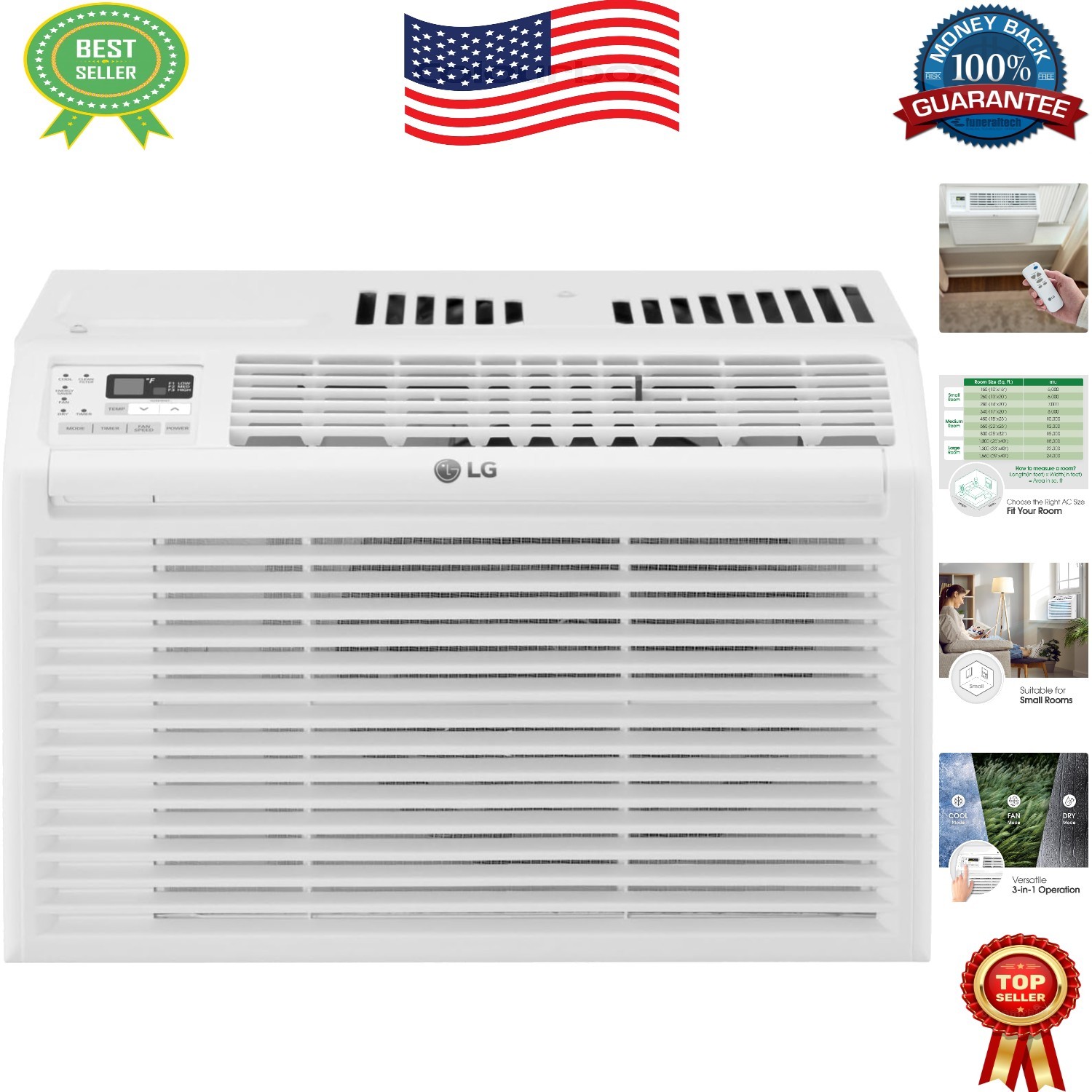 Whisper-Quiet 6,000 BTU Window Air Conditioner – Cools 250 Sq.Ft. with Remote