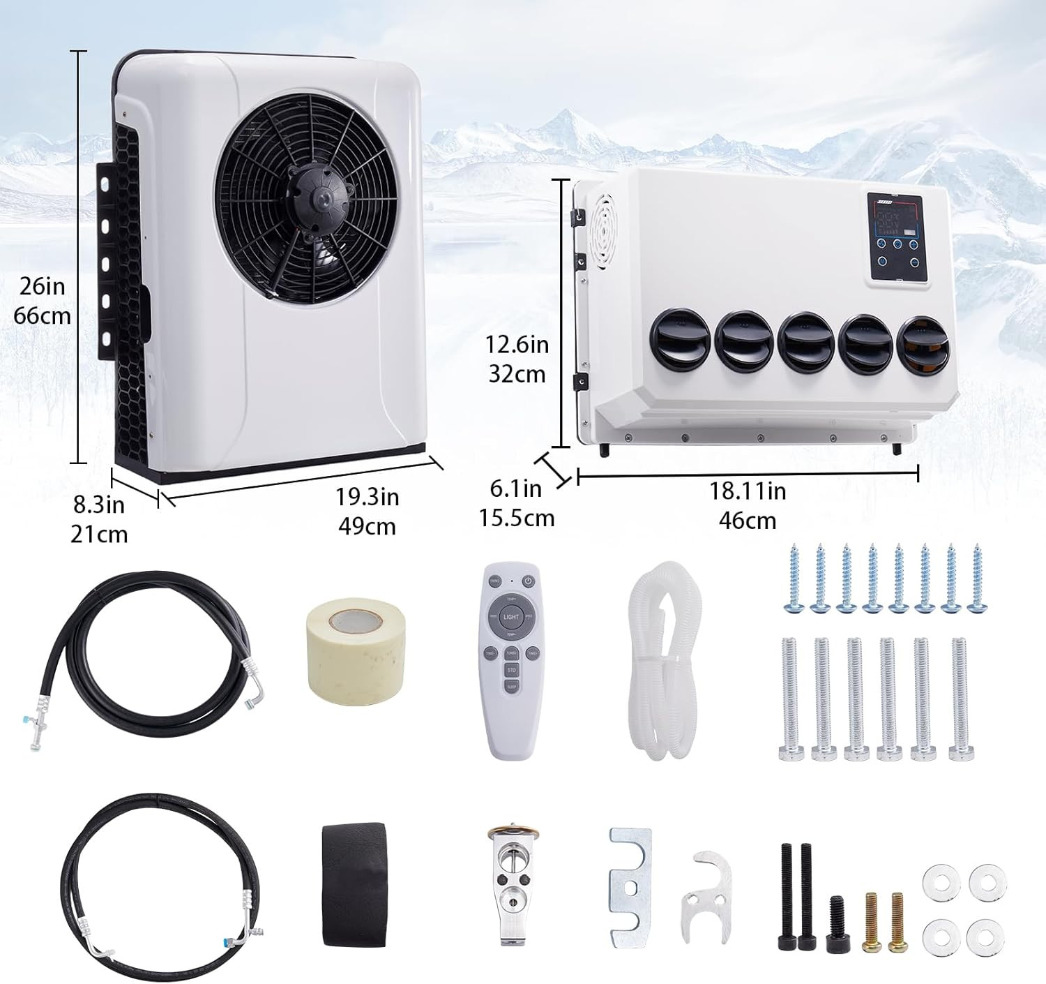 12V DC Truck Air Conditioner 9000BTU for RVs, Vans, Trailers & Campers