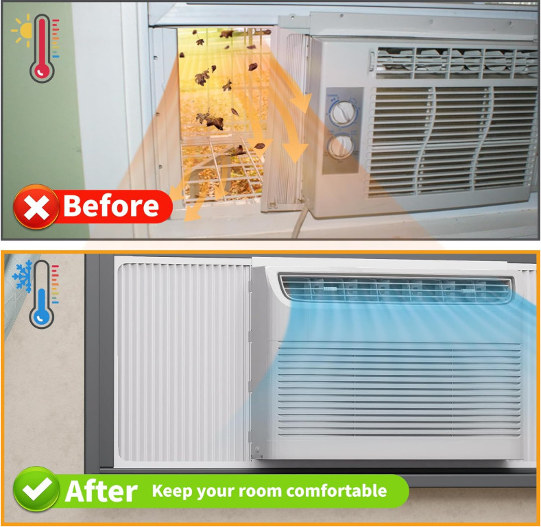 Adjustable Window Air Conditioner Side Panels and Frame Set,Extra Wide Window AC
