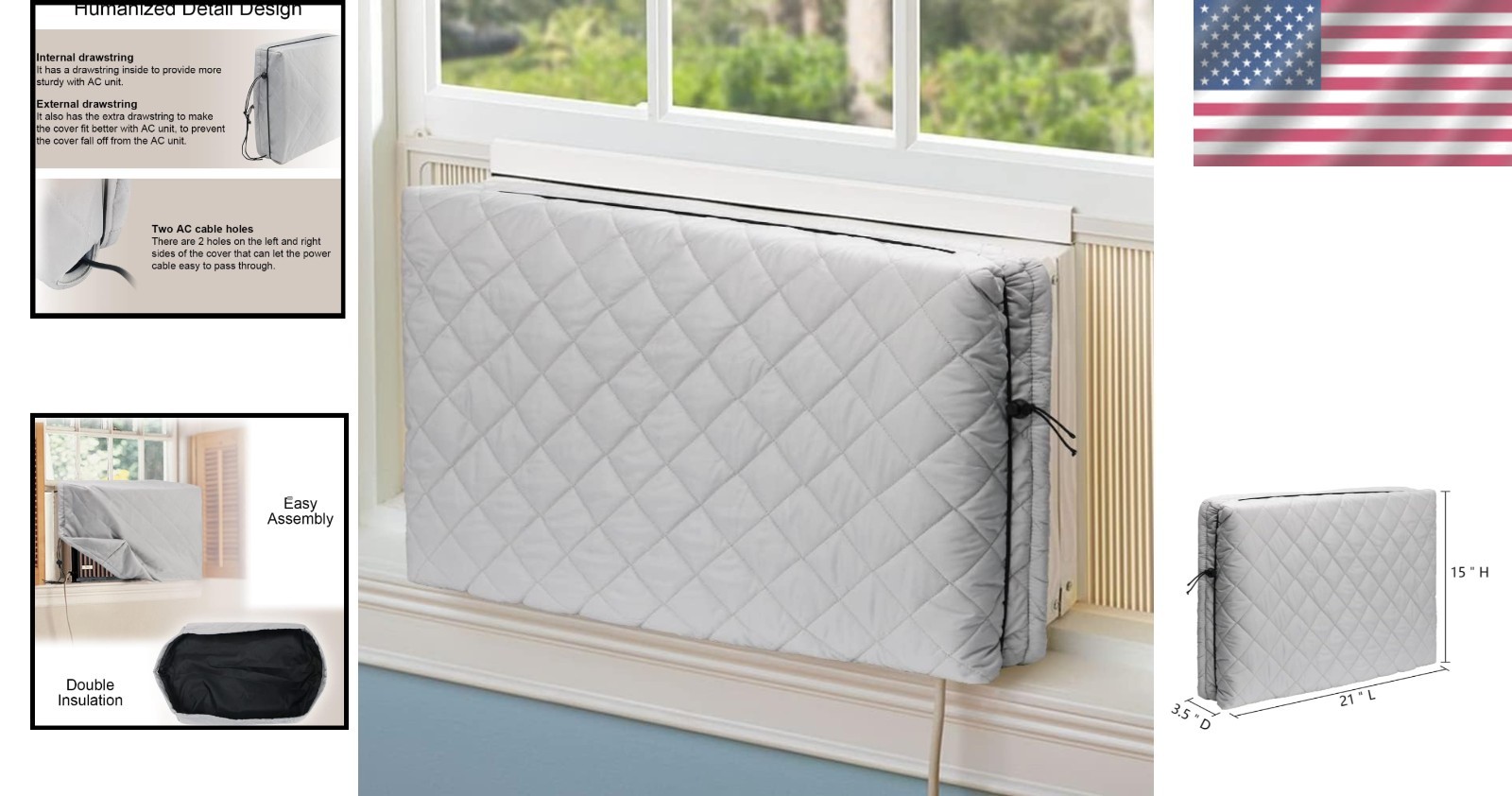 Water-Resistant Indoor Air Conditioner Cover – Protects & Insulates 21″x15″