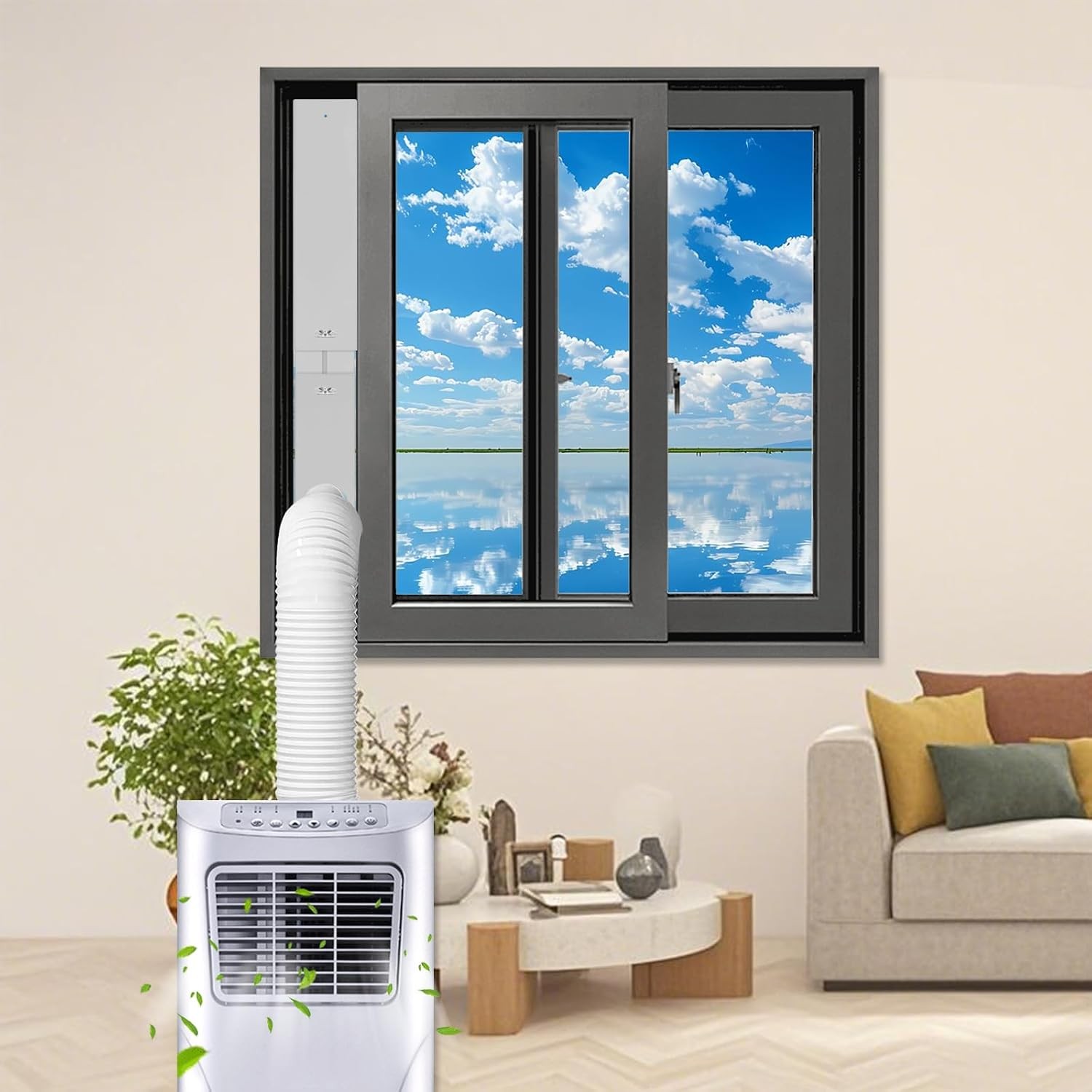 Portable Air Conditioner Window Vent Kit with 59″ Length Hose Adjustable Portabl
