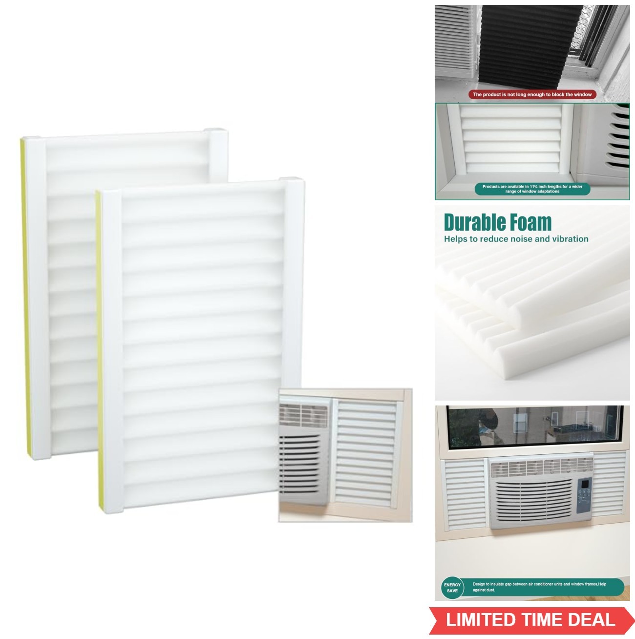 Window Air Conditioner Side Insulating Foam Panel Seal 11×17 Inches 2 Pack