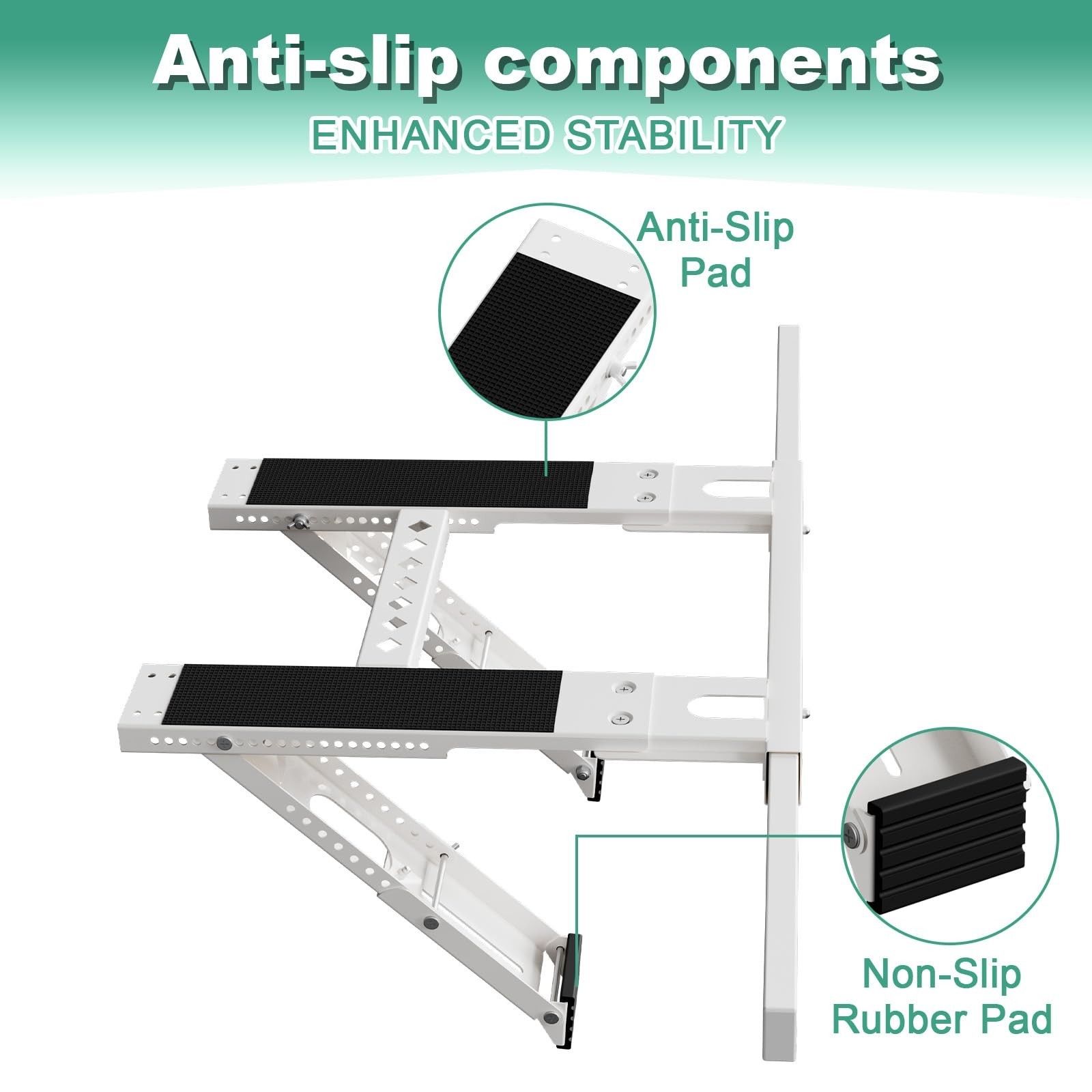 Heavy Duty No Drill Window AC Bracket, Adjustable Support for Single/Double Hung