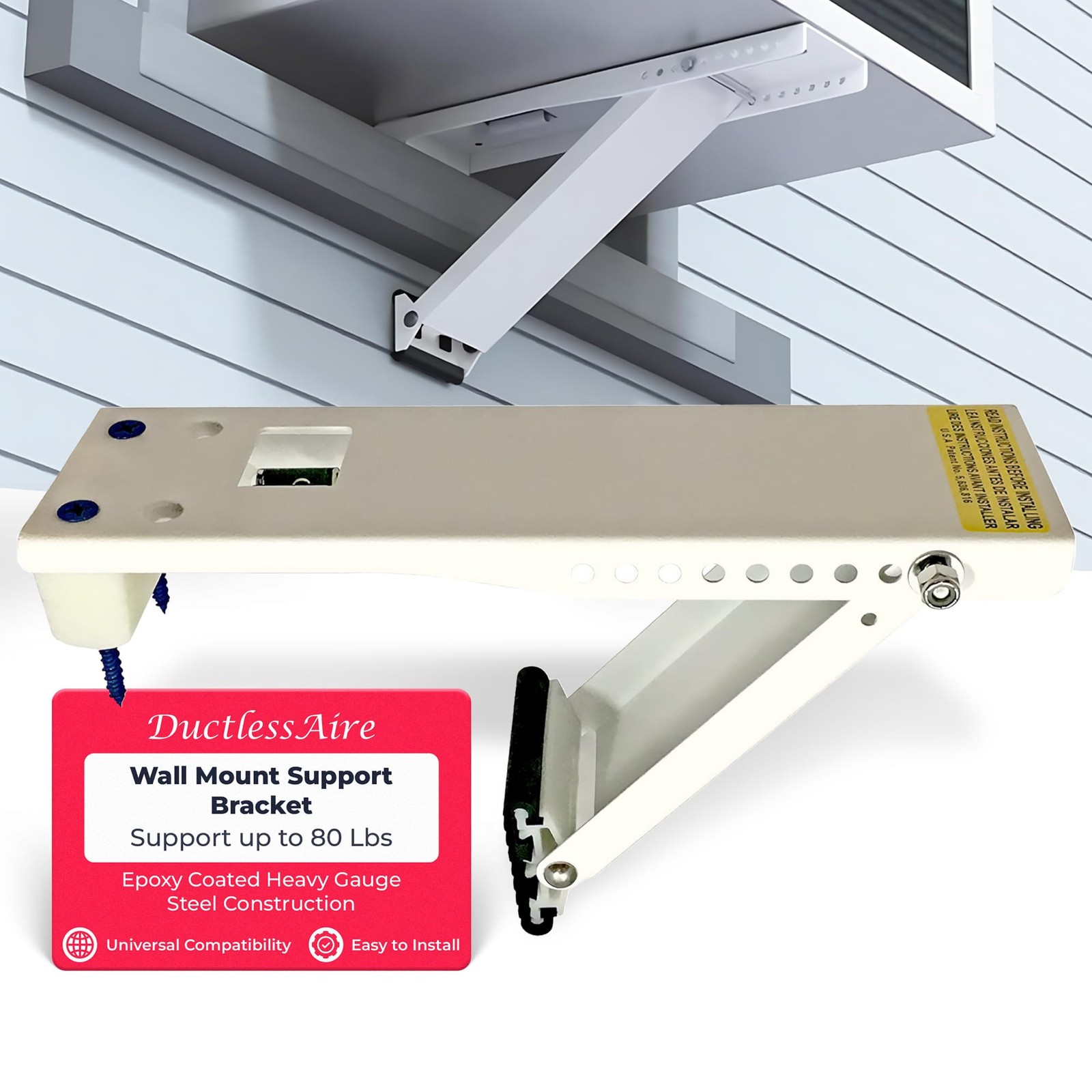 DA-80 AC Wall Mount Support Bracket Heavy Duty Mini Split HVAC 80 lbs White