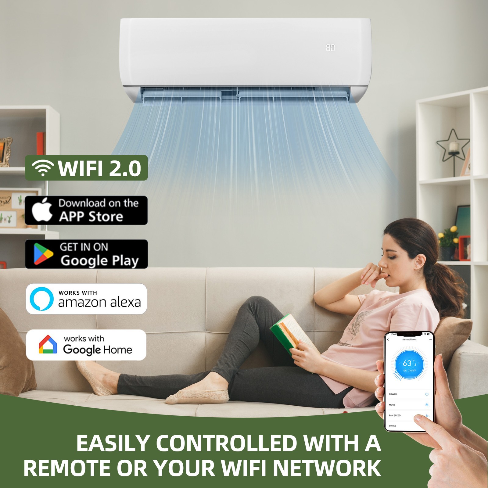 12000 BTU Mini Split AC – 20 SEER2 115V Ductless Cools Up to 750 Sq. Ft