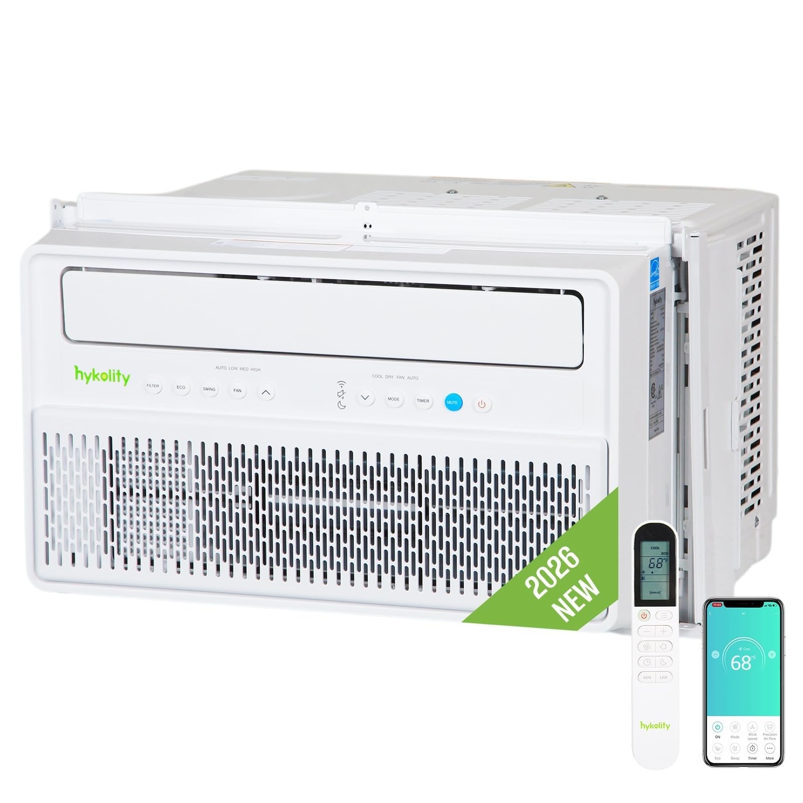 8000 BTU WiFi Window Air Conditioner with Remote Control, Energy Saving