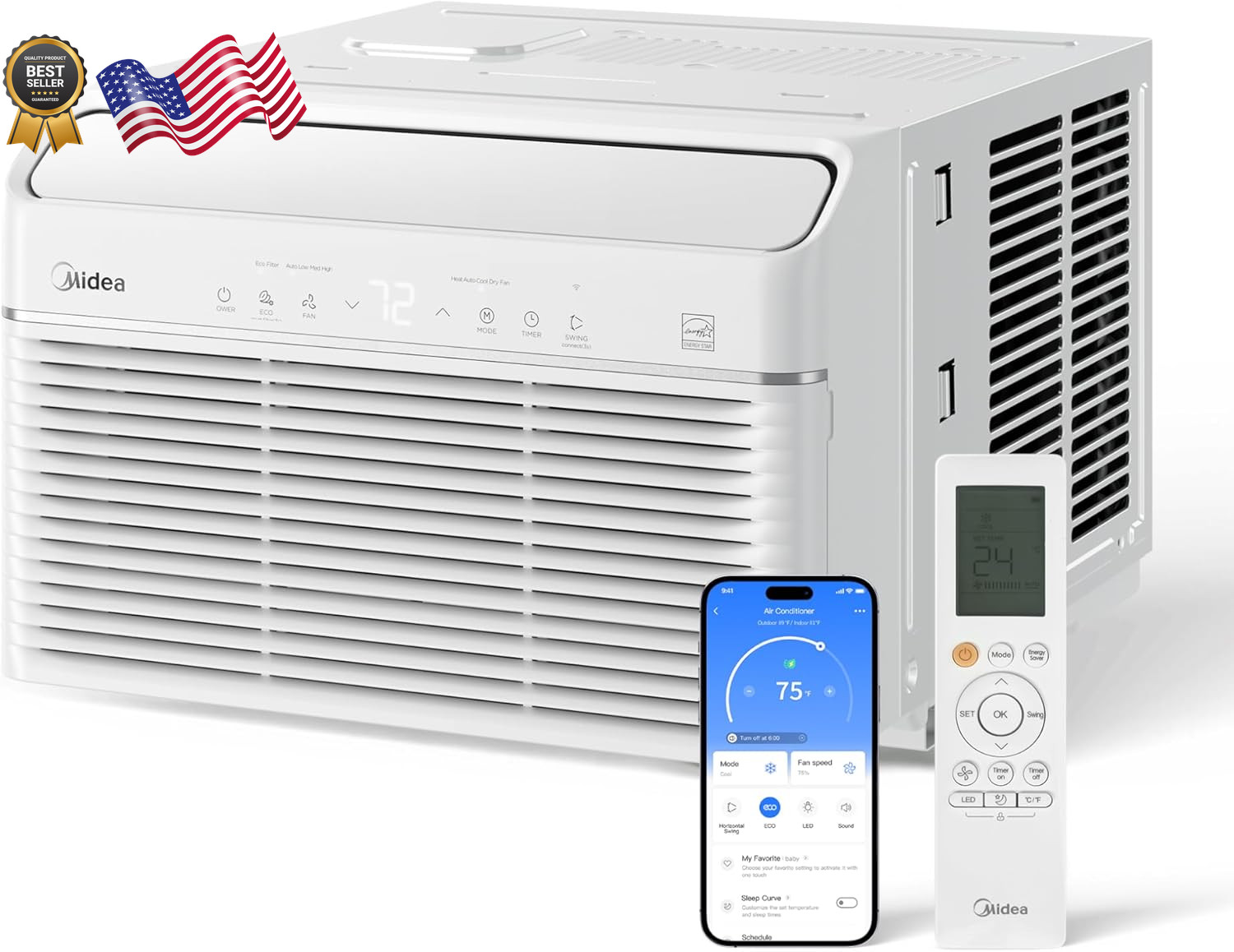 Midea 12,000 BTU Window Air Conditioner w/ Heat 550 Sq Ft Smart Inverter Control