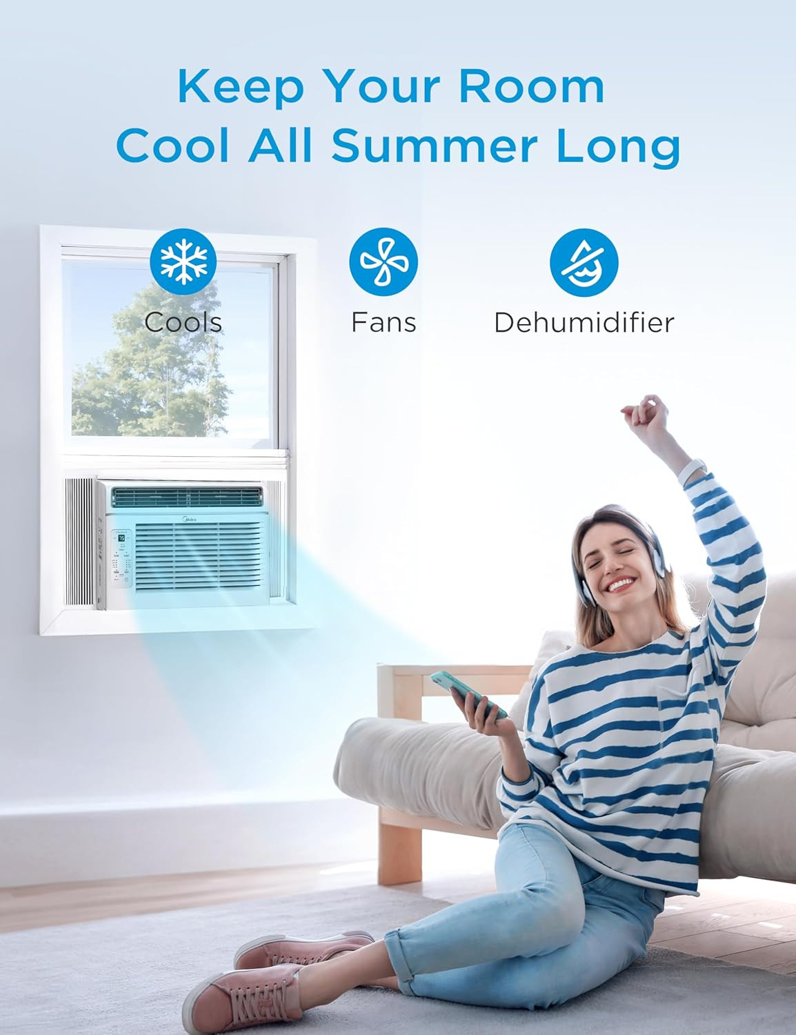 Midea ,000 BTU Window Air Conditioner, -In- Cool/Fan/ Window AC Unit, Easycool A