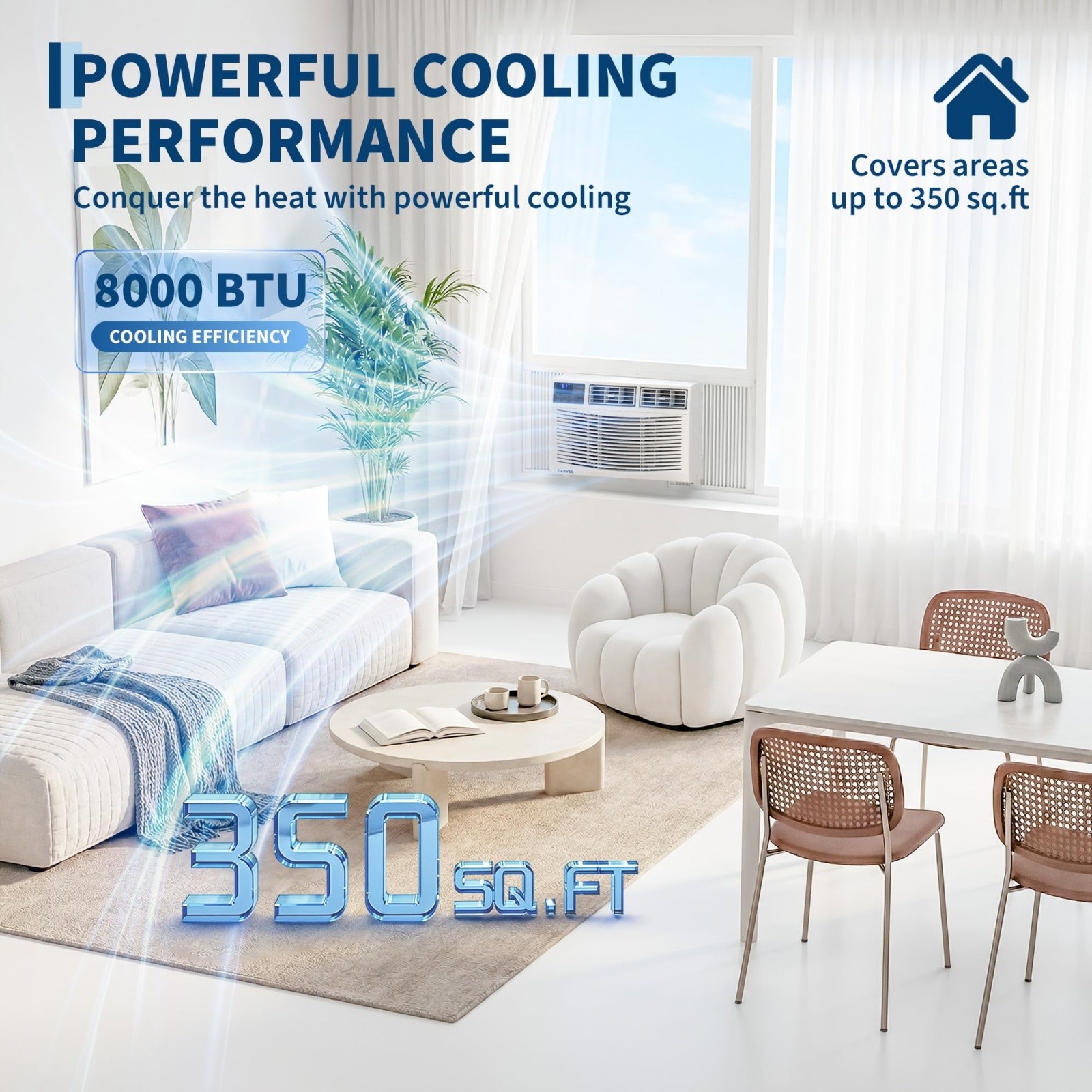 🔉8000 BTU Window Air Conditioner Unit with Remote Control 3 Cooling & Fan Speed