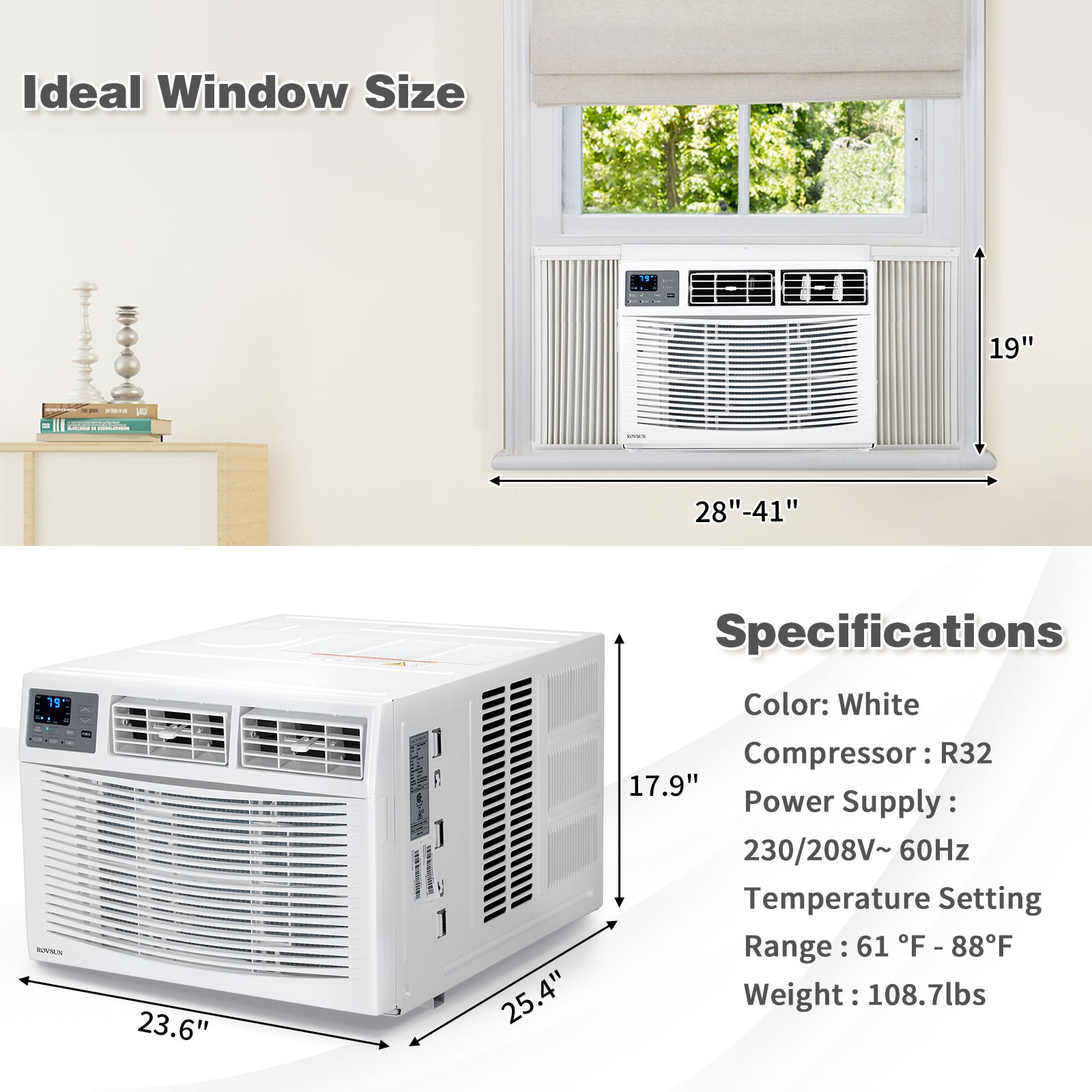 18000 BTU 4-in-1 Window Air Conditioner Window AC Unit with Heat, Remote, Wifi