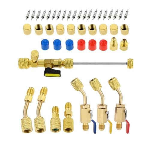 R12 R22 R410A Valve Core Remover Installer Kit, 3PCS 45° 1/4″ SAE Ball