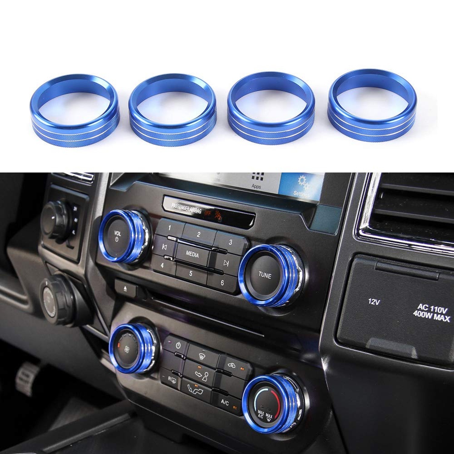 Keptrim for F150 Air Conditioner Switch AC VOL Knob Ring Button Trim for Ford…