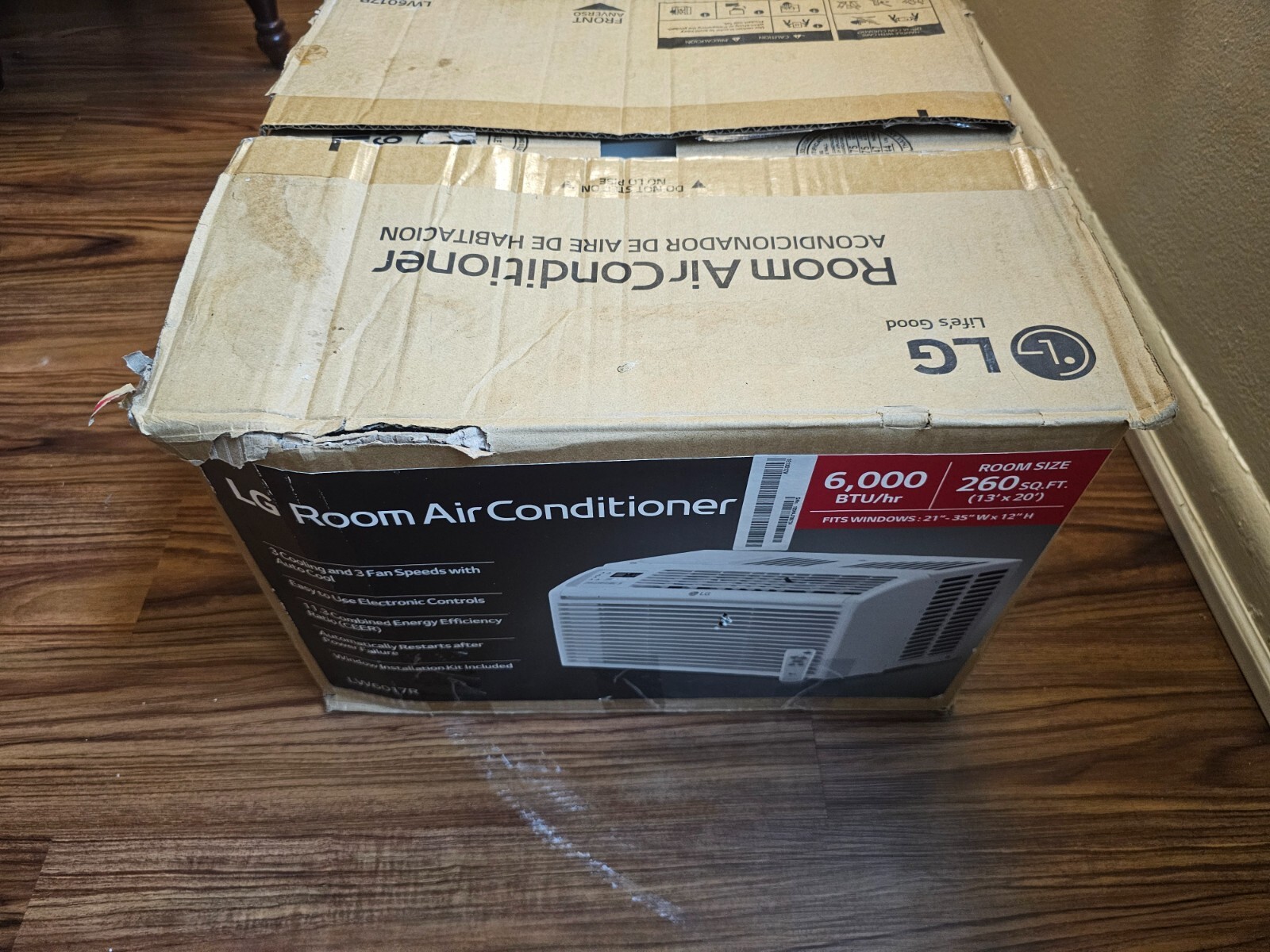 LG LW6017R 6000 BTU Remote Control Operated Window Air Conditioner Used