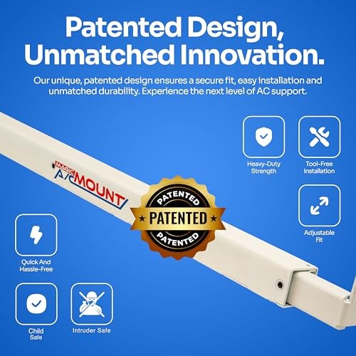 Window AC Bracket – No Tools or Drilling Required – Adjustable Fit (25″-42″) –