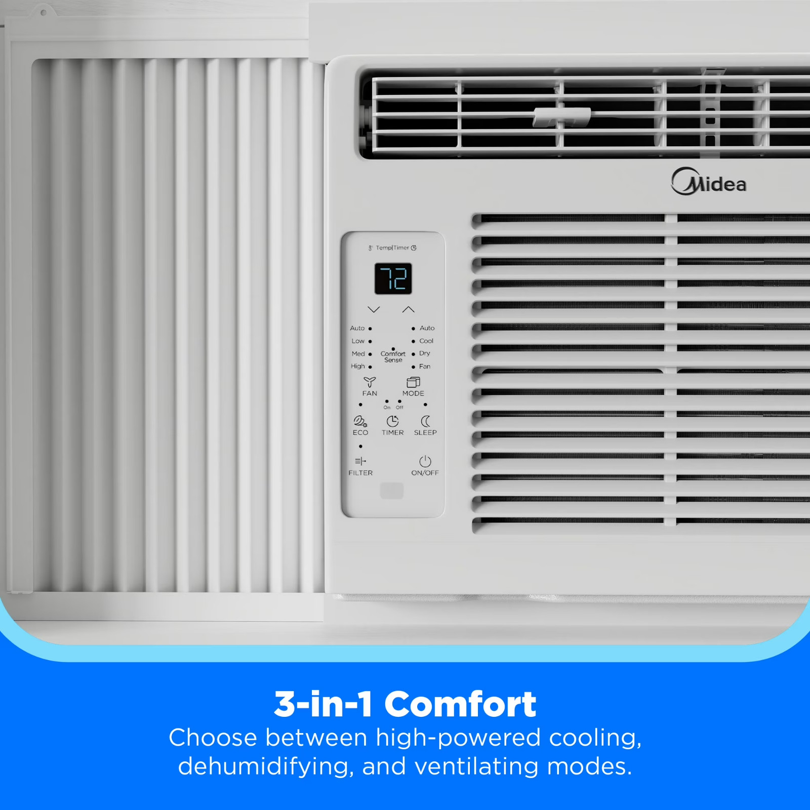 US Midea 5,000 BTU Window Air Conditioner, Cools Up To 150 Sq Ft, Remote, Progra