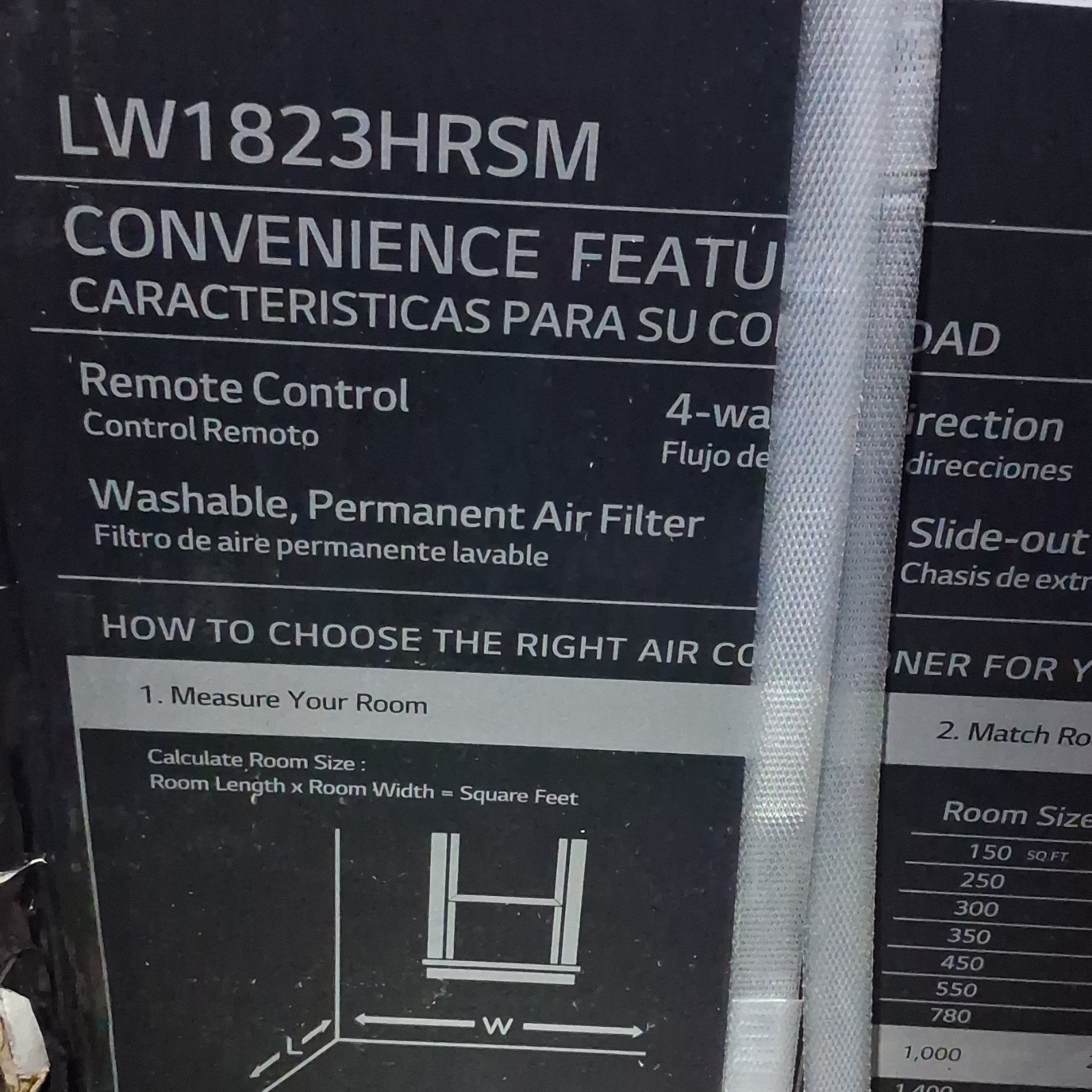 LG LW1823HRSM 18,000 BTU Window AC w/Heat Wi-Fi Remote Alexa/GA 230/208V