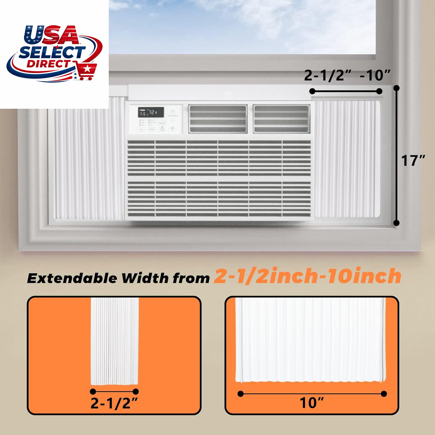 Window AC Side Panels Insulation Kit, Adjustable 17″ H x 10″ W, 2 Pack