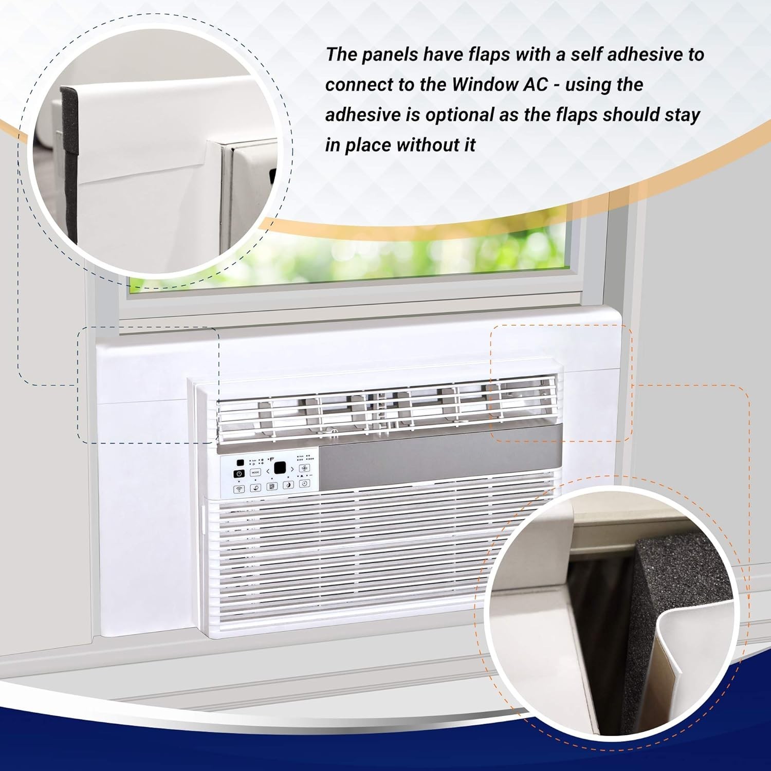 Surround Insulation Side Panels White for Window AC Unit Indoor Air Condition…