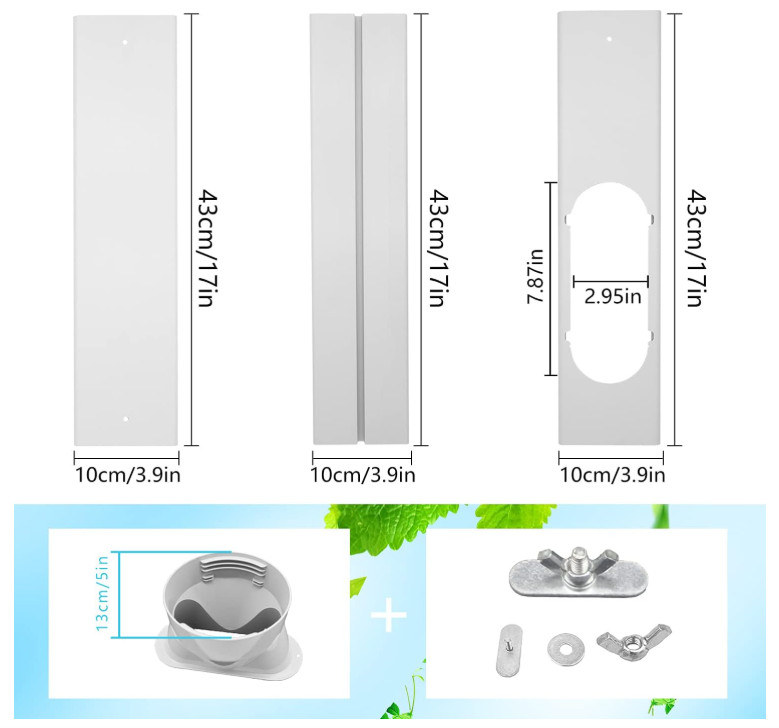 Portable AC Window Vent Kit with 5 Inch Hose Seal Panels for Sliding Windows