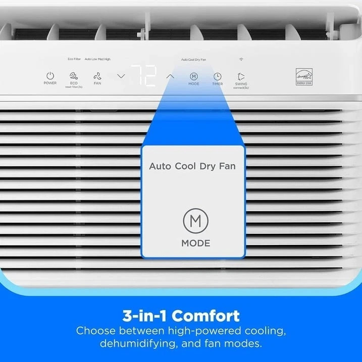 550 SqFt MIDEA (12,000 BTU U+, 115V) WiFi Smart Inverter Window AC MAW12U1QWT