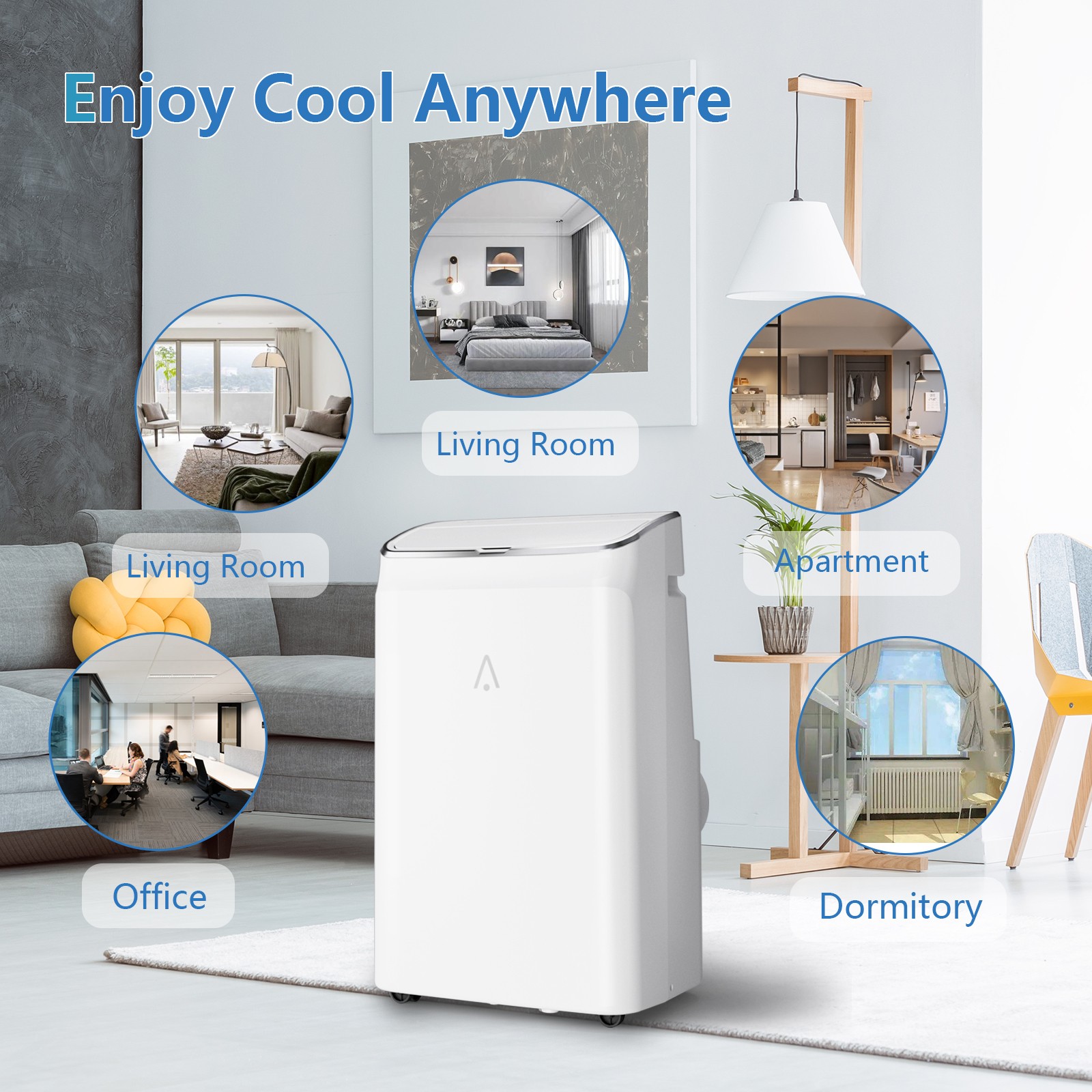 14,000 BTU Portable Air Conditioner 3-In-1 AC Unit w/ Dehumidifier & Fan, Remote