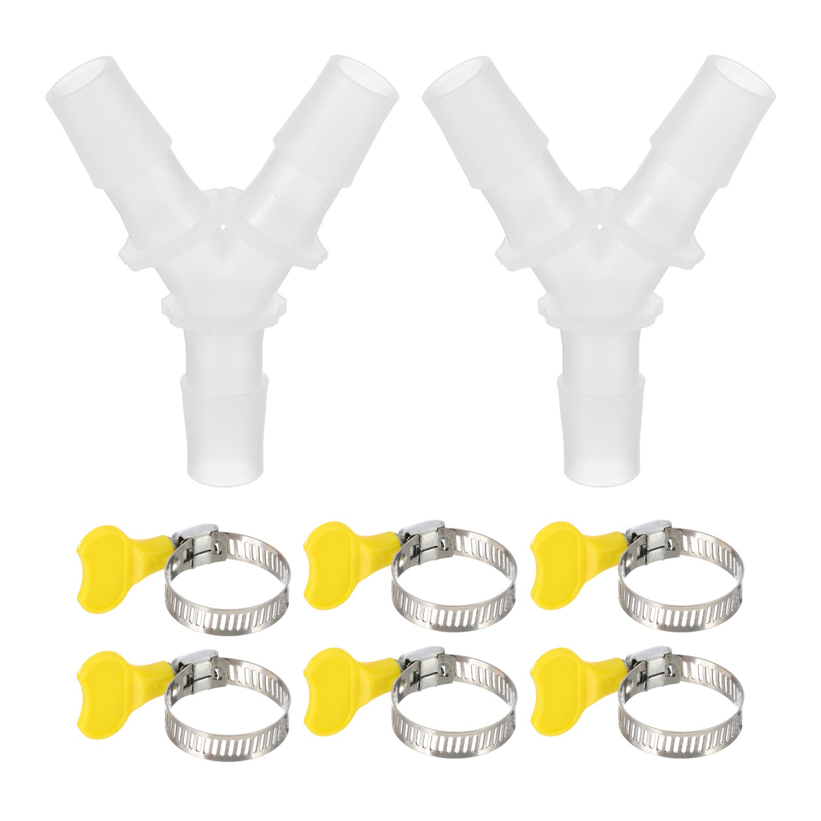 2Pcs3-Way Drain Hose Connector Y Adapter with 6 Hose Clamps for 12.5-15.5mm Hose