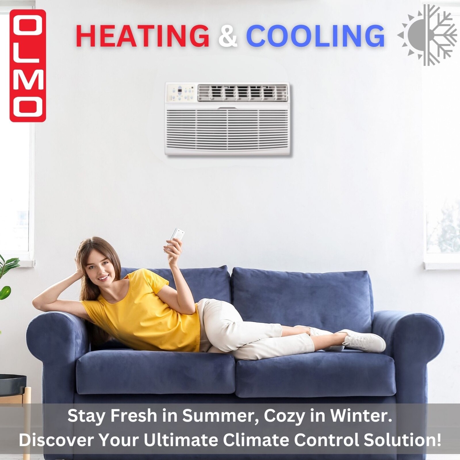 OLMO 14000 BTU 230V Through the Wall Air Conditioner Heating and Cooling – WiFi