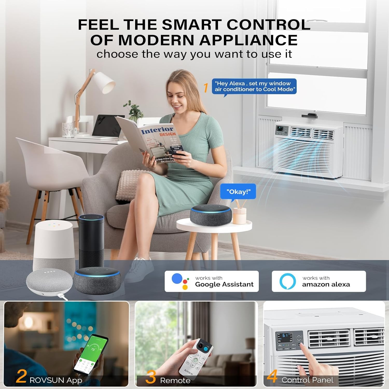 18000 BTU Window Air Conditioner withRemote, WiFi, Energy Saving Window AC Unit